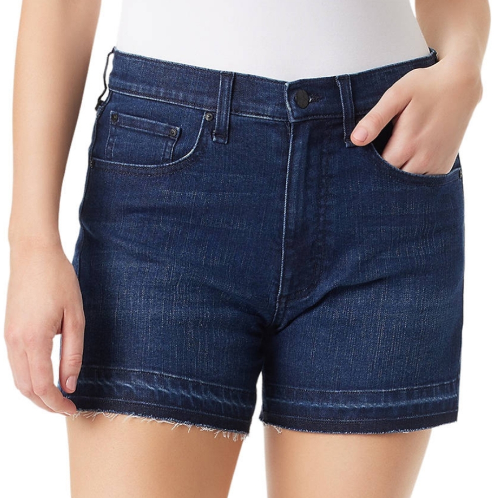 Jessica Simpson Dark Blue Flame Lovesick Raw Hem High-Rise Jean Shorts 28 NWT
